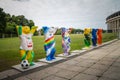 Germany; Bear, symbol of Berlin as footballers in front of the Berlin Olympic Stadium