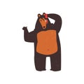 Bear talking on the phone, cute animal cartoon character with modern gadget vector Illustration on a white background Royalty Free Stock Photo