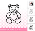 Bear teddy cute toy simple black line vector icon