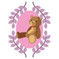 bear toy baby branche leaves design