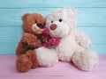 Bear toy flower present softness wooden background decoration Royalty Free Stock Photo