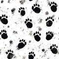 Bear Tracks On White Background. Seamless Background. Generative AI