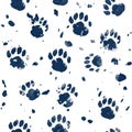 Bear Tracks On White Background . Seamless Background. Generative AI