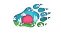 Bear trail illustration. Cartoon paper landscae. Royalty Free Stock Photo