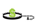 Bear trap and dollar. Money trap. vector illustration Royalty Free Stock Photo