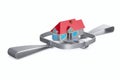 Bear trap and house on white background. Isolated 3D illustration