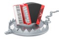 Bear trap with piano accordion, 3D rendering