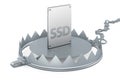 Bear trap with solid state drive SSD, 3D rendering Royalty Free Stock Photo