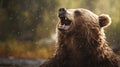 a bear twirling and enjoying the rain