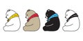 Bear vector polar bear cartoon character icon logo sitting scarf illustration doodle Royalty Free Stock Photo