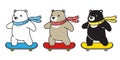 Bear vector polar bear skateboard skating scarf cartoon character icon logo illustration doodle Royalty Free Stock Photo