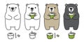 Bear vector polar bear coconut water drink juice summer cartoon character icon logo doodle illustration