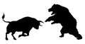 Bear Versus Bull Silhouette Concept Royalty Free Stock Photo