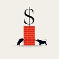 Bear vs Bull stock market vector concept. Symbol of investment, economy, finances. Minimal design illustration. Royalty Free Stock Photo