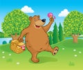 Bear Walking with Picnic Basket