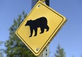 Bear warning sign in the wilderness Royalty Free Stock Photo