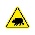 Bear Warning sign yellow. Predator Hazard attention symbol. Dang