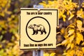Bear Warning Sign, Yukon, Canada Royalty Free Stock Photo
