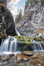 Bear waterfall 2 in Big Almaty gorge of Almaty mountains, ile alatau parkland, picturesque nature of central Asia