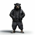 Hip-hop Inspired 3d Rendering Of Asiatic Black Bear In Stylish Attire