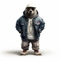 Hip-hop Style Sloth Bear: Photorealistic 3d Image On White Background