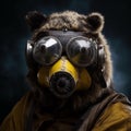 Bear wearing goggles closeup working aviator pilot. Created using ai generative.