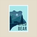 bear wildlife outdoor minimalist poster double exposure illustration template graphic design Royalty Free Stock Photo