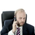 Beard business man is talking at cell phone Royalty Free Stock Photo