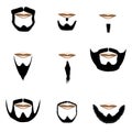 Beard and facial hair styles in vector silhouette Royalty Free Stock Photo