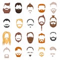 Beard and hair man face mask hairstyle cartoon vector collection