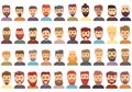 Beard icons set, cartoon style