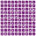 100 beard icons set grunge purple