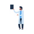 Beard man hold clipboard medical doctor profile icon male healthcare concept full length flat Royalty Free Stock Photo