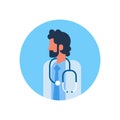 Beard man medical doctor stethoscope profile icon male avatar portrait healthcare concept flat Royalty Free Stock Photo