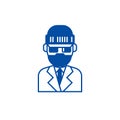 Beard man in suite line icon concept. Beard man in suite flat vector symbol, sign, outline illustration.