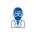 Beard man in suite line icon concept. Beard man in suite flat vector symbol, sign, outline illustration.