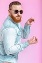 Beard man in sunglasses and denim shirt Royalty Free Stock Photo