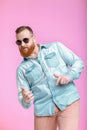 Beard man in sunglasses and denim shirt Royalty Free Stock Photo