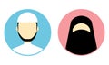 Beard Man and Woman Covering Her Face Muslim Icon
