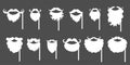 Beard and moustache silhouette set. Vector stock illustration isolated on black chalkboard background for photo booth