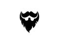 Beard and mustache of an elegant gentleman for logo design illustration on white background