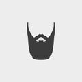 Beard and mustache icon in a flat design in black color. Vector illustration eps10 Royalty Free Stock Photo