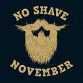 Beard silhouette with No Shave November golden lettering print