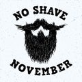 Beard silhouette with No Shave November lettering print