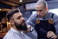 Beard styling and cutting with trimmer.