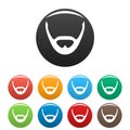 Beard and whiskers icons set color vector