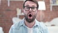 Beard Young Man Wondering with Open Mouth Royalty Free Stock Photo