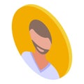 Bearded avatar icon isometric vector. Face man