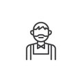 Bearded bartender line icon