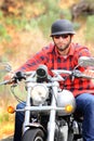 Bearded Biker with Helmet